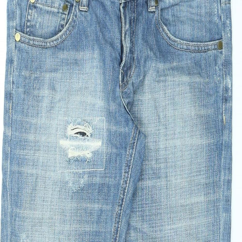 Sexy Woman Womens Blue Cotton Capri Jeans Size 6 L21 in Regular Zip - Cropped