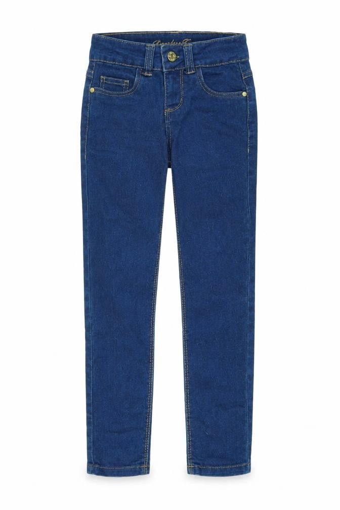 Denim & Co. Girls Blue Cotton Skinny Jeans Size 7-8 Years L21 in Regular Zip