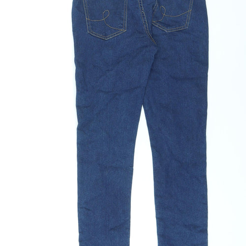 Denim & Co. Girls Blue Cotton Skinny Jeans Size 7-8 Years L21 in Regular Zip