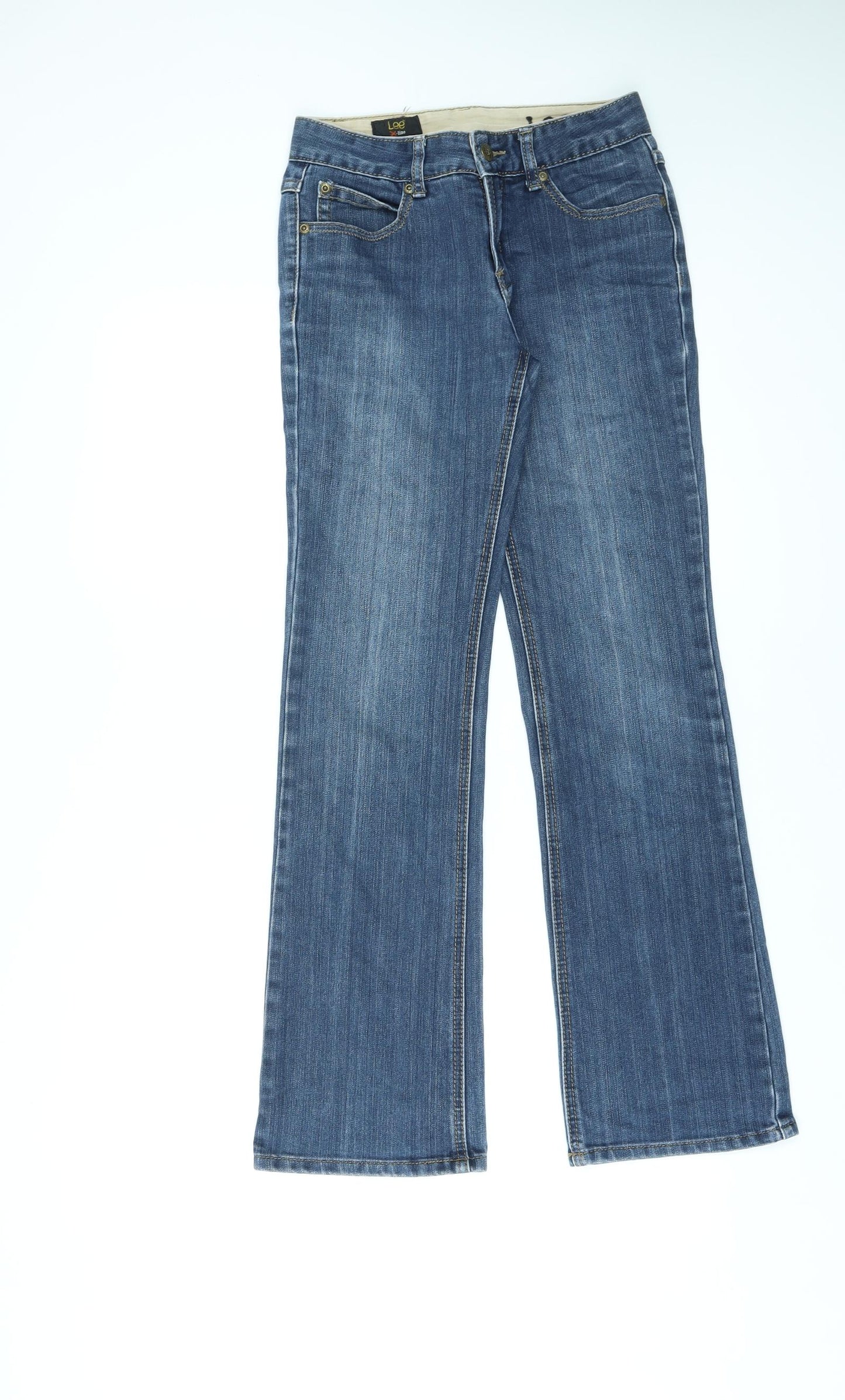 Lee Womens Blue Cotton Straight Jeans Size 28 L29 in Regular Zip