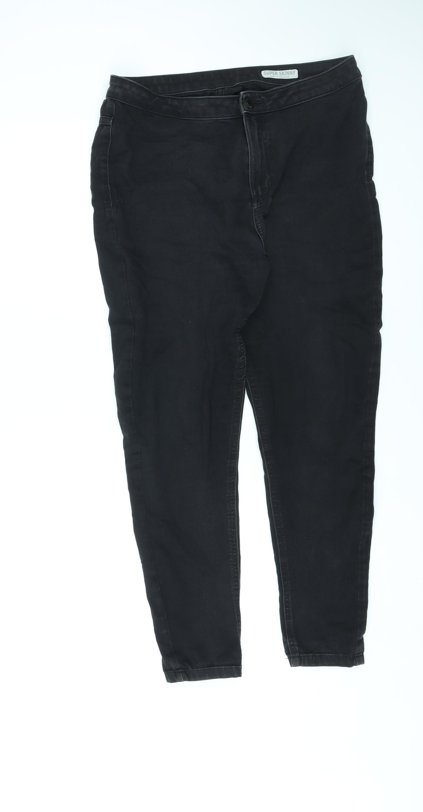 Marks and Spencer Womens Black Cotton Skinny Jeans Size 16 L27 in Regular Zip - Super Skinny