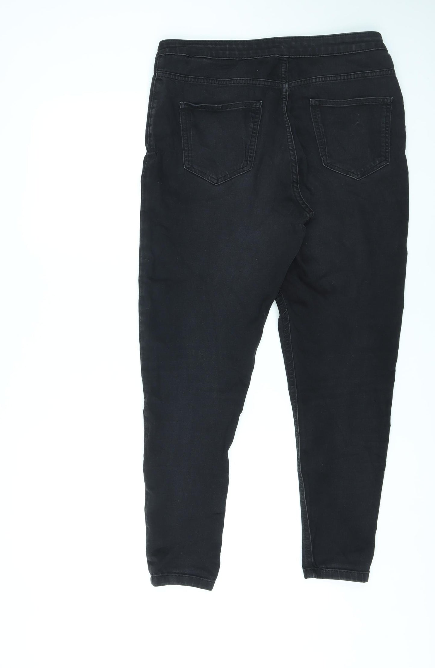 Marks and Spencer Womens Black Cotton Skinny Jeans Size 16 L27 in Regular Zip - Super Skinny