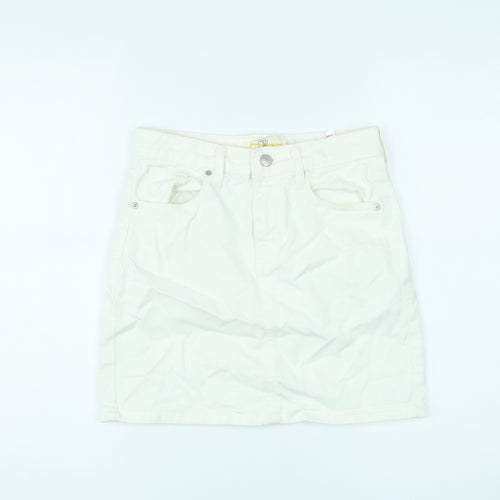Dont Think Twice Womens White Cotton Mini Skirt Size 6 Zip