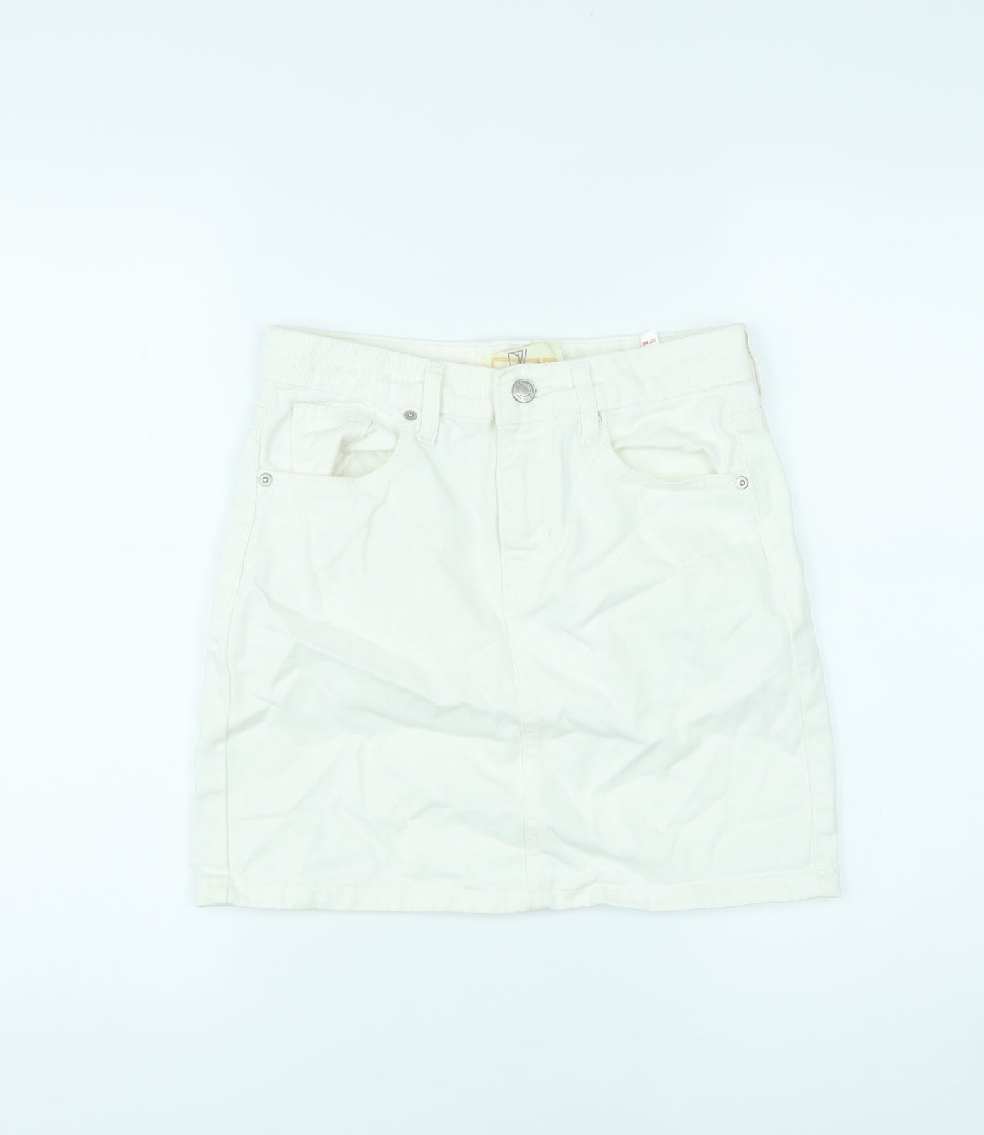 Dont Think Twice Womens White Cotton Mini Skirt Size 6 Zip