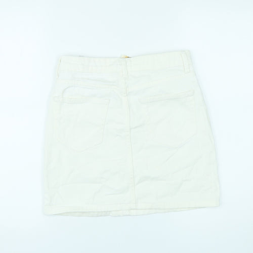 Dont Think Twice Womens White Cotton Mini Skirt Size 6 Zip