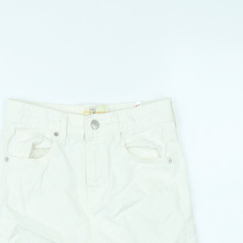 Dont Think Twice Womens White Cotton Mini Skirt Size 6 Zip