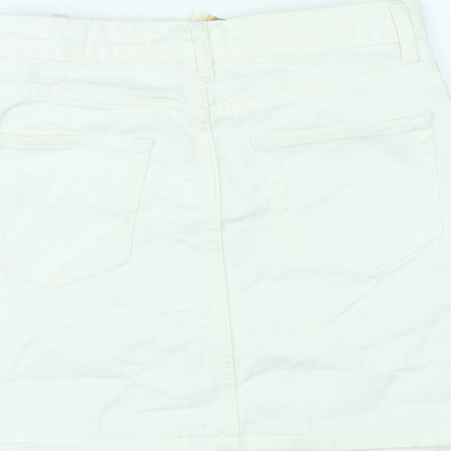 Dont Think Twice Womens White Cotton Mini Skirt Size 6 Zip