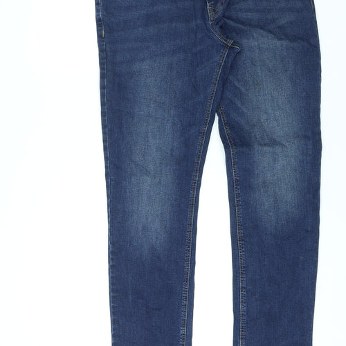 NEXT Mens Blue Cotton Straight Jeans Size 32 in L31 in Regular Zip