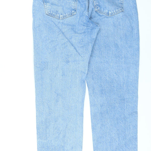 Topshop Womens Blue Cotton Straight Jeans Size 30 L25 in Regular Zip - Raw Hems