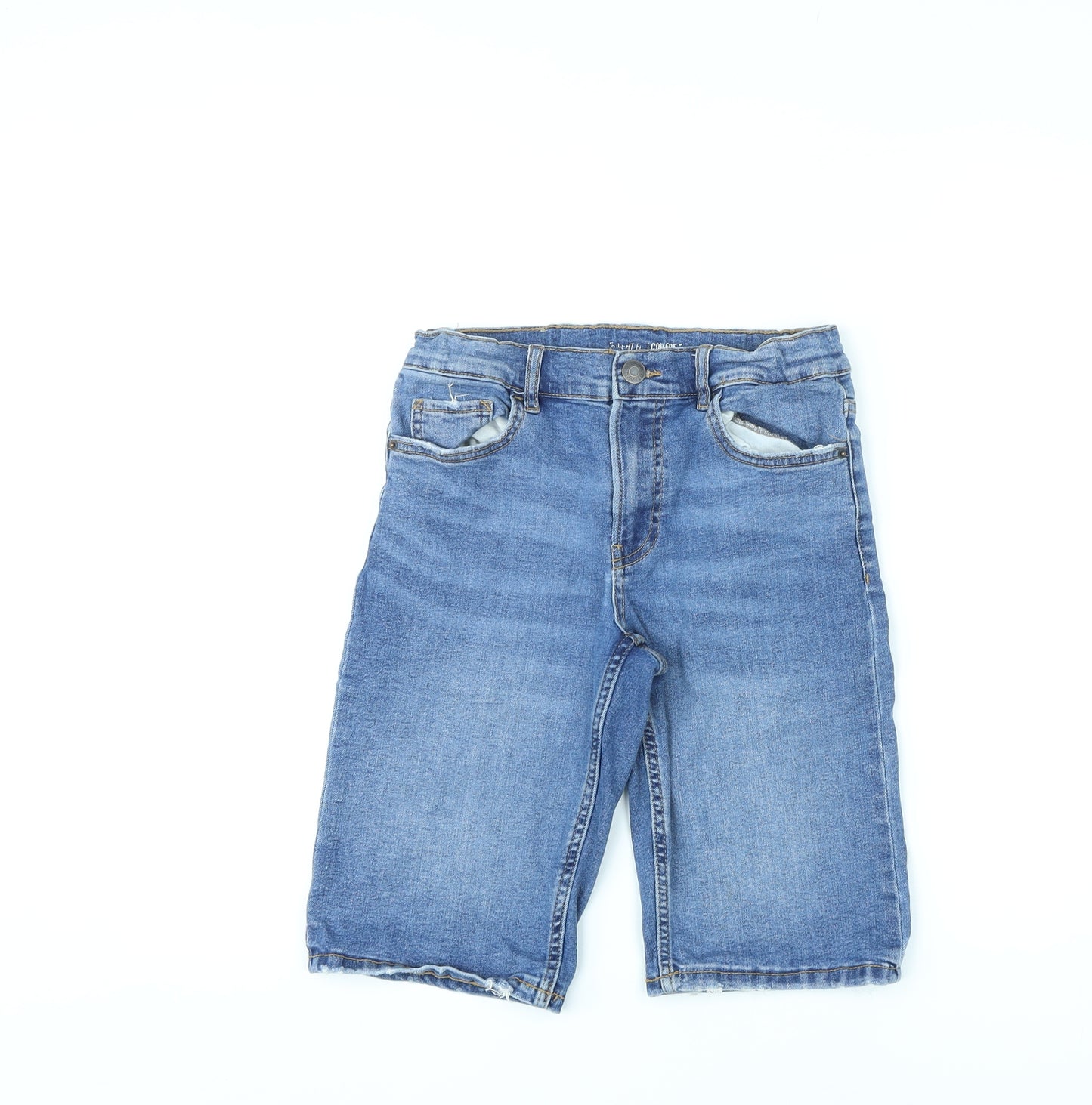 Zara Boys Blue Cotton Bermuda Shorts Size 13-14 Years L11 in Regular Zip