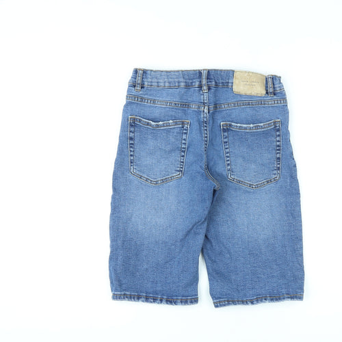 Zara Boys Blue Cotton Bermuda Shorts Size 13-14 Years L11 in Regular Zip