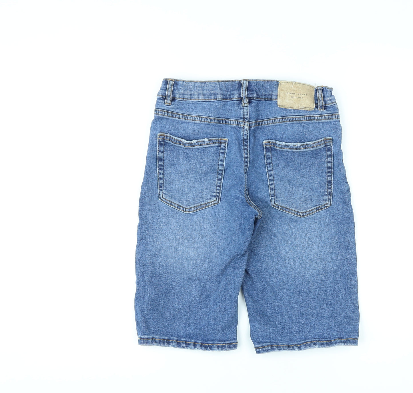 Zara Boys Blue Cotton Bermuda Shorts Size 13-14 Years L11 in Regular Zip