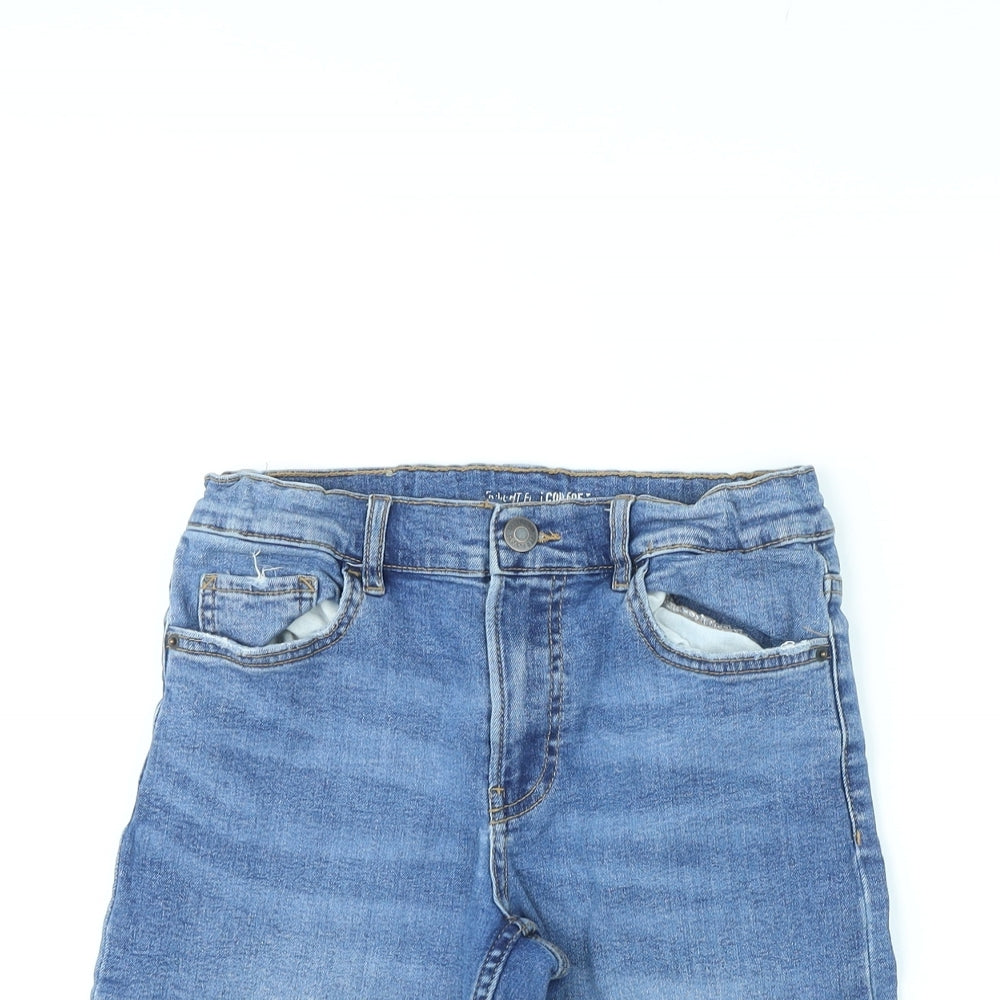 Zara Boys Blue Cotton Bermuda Shorts Size 13-14 Years L11 in Regular Zip