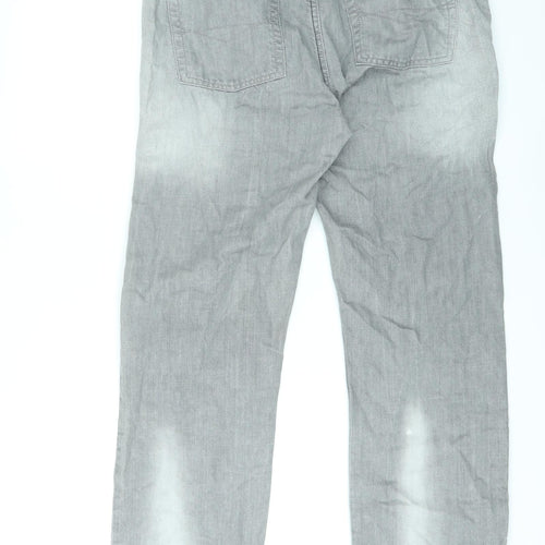 George Mens Grey Cotton Straight Jeans Size 36 in L31 in Slim Zip