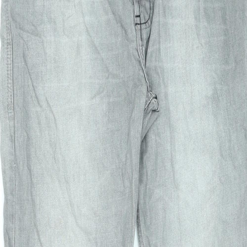 George Mens Grey Cotton Straight Jeans Size 36 in L31 in Slim Zip