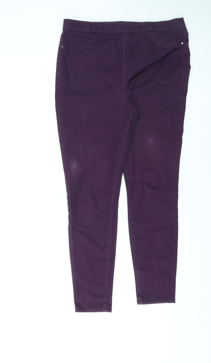Denim Womens Purple Cotton Skinny Jeans Size 14 L26 in Regular