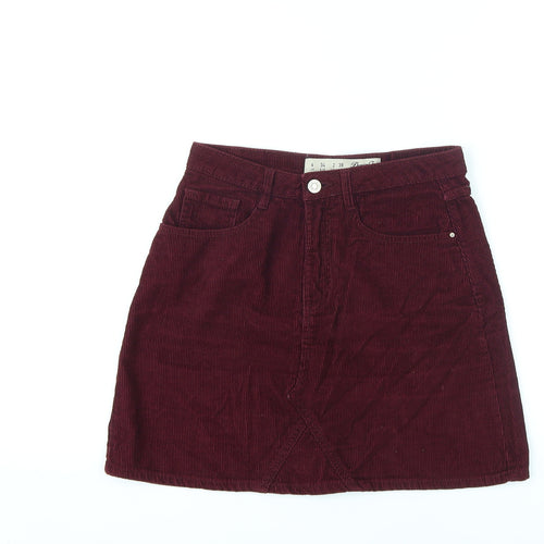 Denim & Co. Womens Red Cotton A-Line Skirt Size 6 Zip