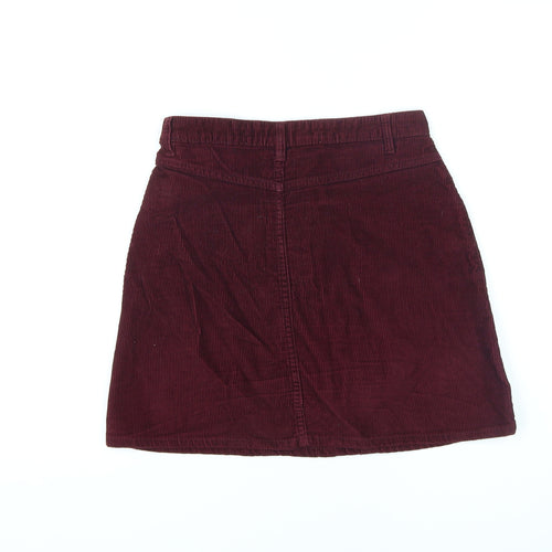 Denim & Co. Womens Red Cotton A-Line Skirt Size 6 Zip
