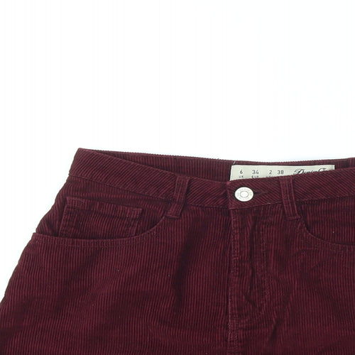 Denim & Co. Womens Red Cotton A-Line Skirt Size 6 Zip