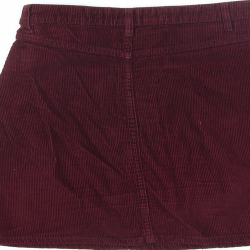 Denim & Co. Womens Red Cotton A-Line Skirt Size 6 Zip