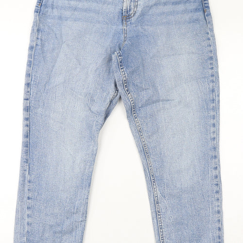ASOS Womens Blue Cotton Straight Jeans Size 30 L32 in Regular Zip