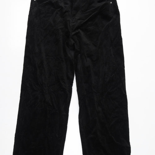 Marks and Spencer Womens Black Cotton Trousers Size 16 L31 in Regular Zip