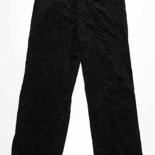 Marks and Spencer Womens Black Cotton Trousers Size 16 L31 in Regular Zip