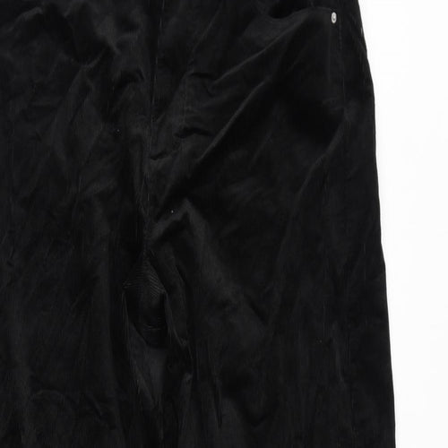 Marks and Spencer Womens Black Cotton Trousers Size 16 L31 in Regular Zip