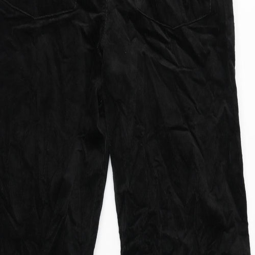 Marks and Spencer Womens Black Cotton Trousers Size 16 L31 in Regular Zip