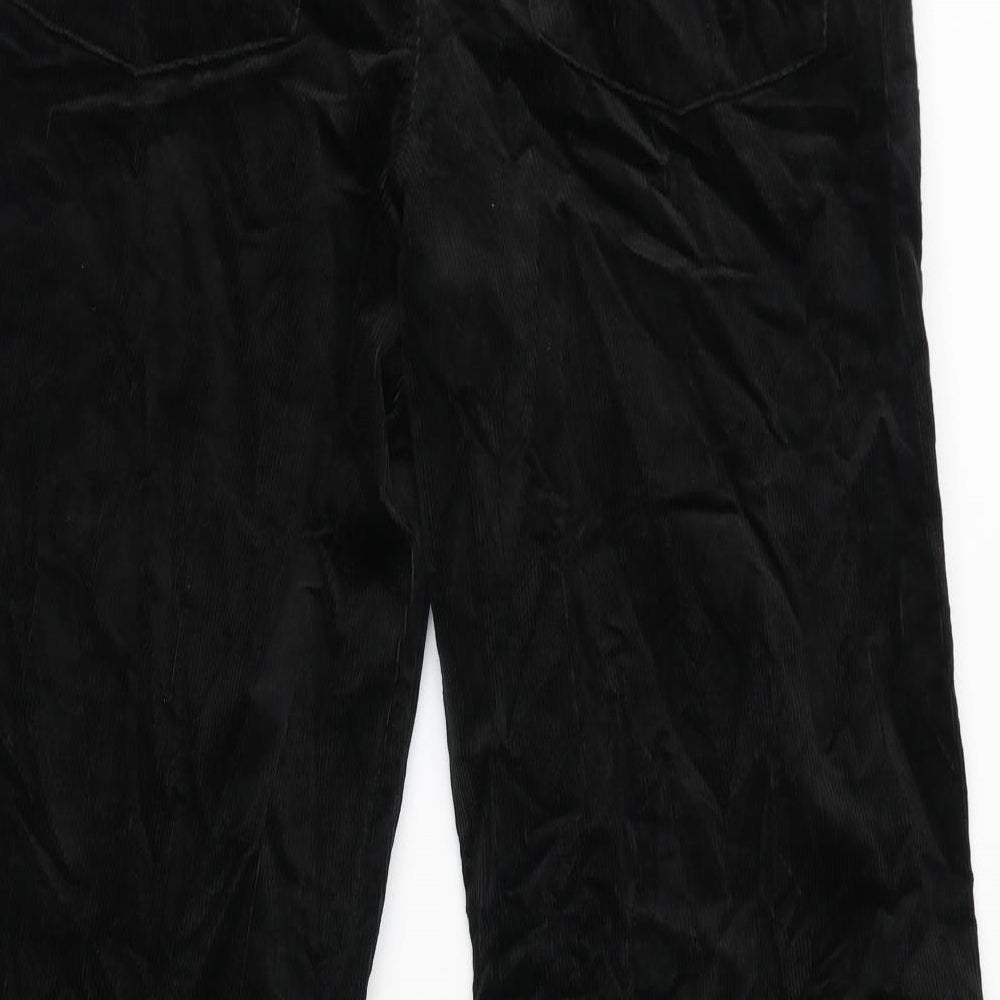 Marks and Spencer Womens Black Cotton Trousers Size 16 L31 in Regular Zip