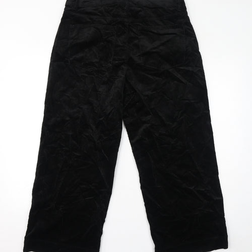 Marks and Spencer Womens Black Cotton Cropped Trousers Size 18 L27 in Regular Zip