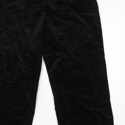 Marks and Spencer Womens Black Cotton Cropped Trousers Size 18 L27 in Regular Zip