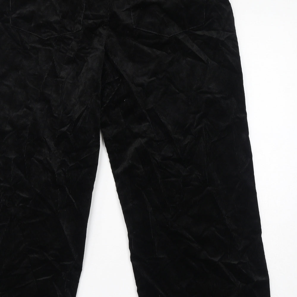 Marks and Spencer Womens Black Cotton Cropped Trousers Size 18 L27 in Regular Zip