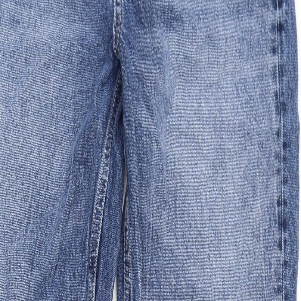Zara Womens Blue Cotton Straight Jeans Size 10 L34 in Regular Button