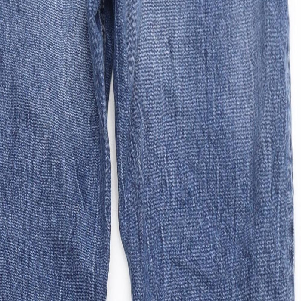 Zara Womens Blue Cotton Straight Jeans Size 10 L34 in Regular Button