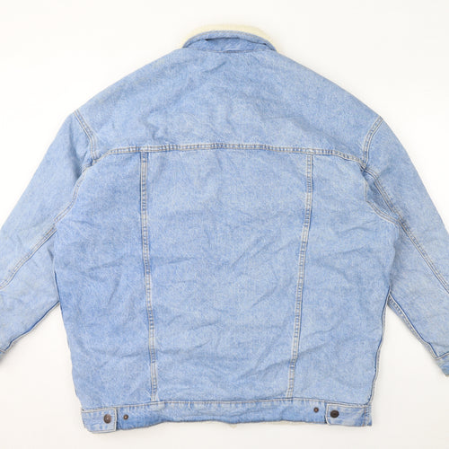 Bershka Womens Blue Jacket Size L Button - Fleece Lined