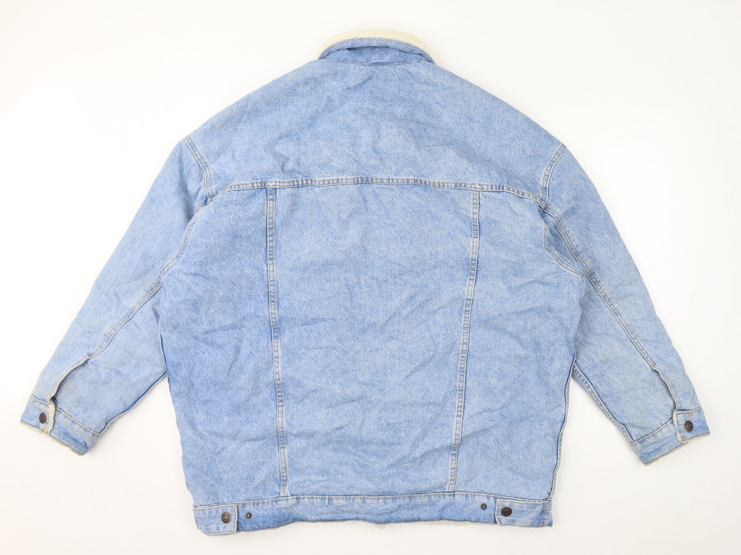 Bershka Womens Blue Jacket Size L Button - Fleece Lined