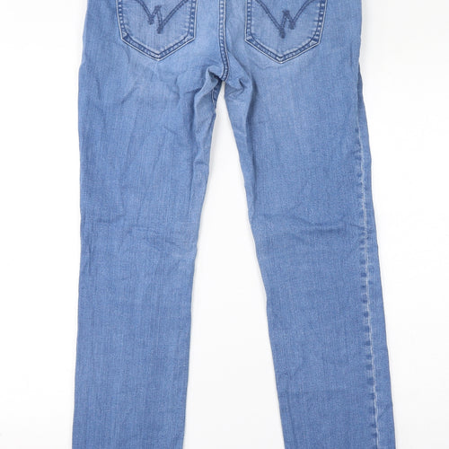 White Stuff Womens Blue Cotton Straight Jeans Size 10 L32 in Regular Zip