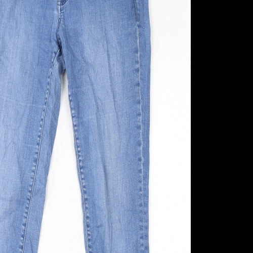 White Stuff Womens Blue Cotton Straight Jeans Size 10 L32 in Regular Zip