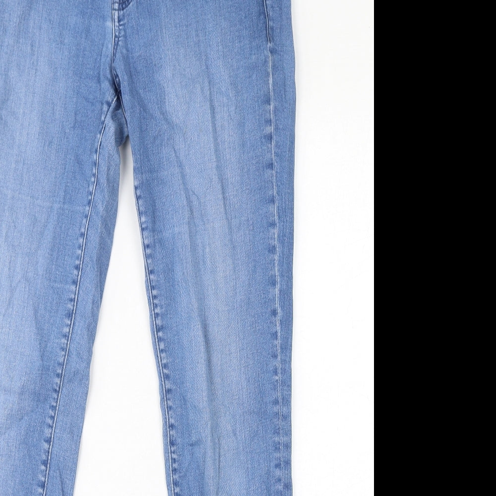 White Stuff Womens Blue Cotton Straight Jeans Size 10 L32 in Regular Zip