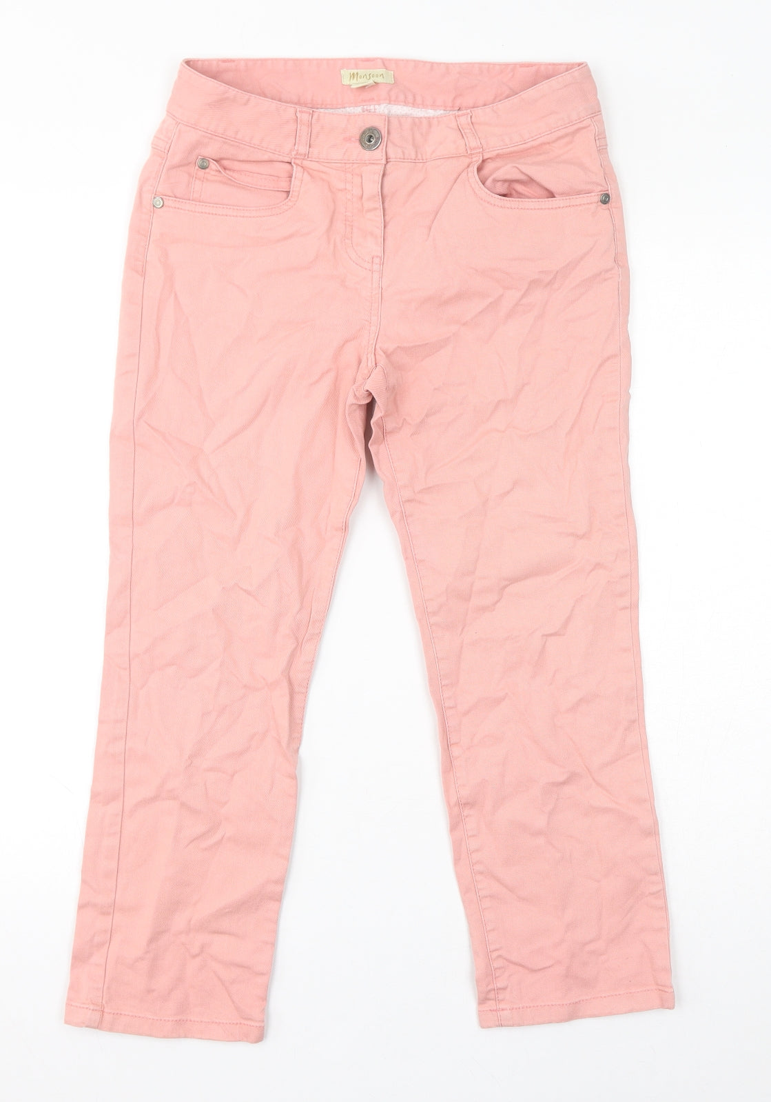 Monsoon Womens Pink Cotton Cropped Jeans Size 8 L23 in Regular Zip