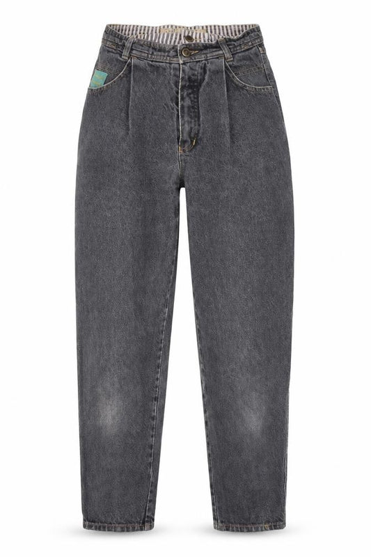 Front view of Best women’s grey cotton mom jeans, size UK 28, in, 30-inch leg regular zip