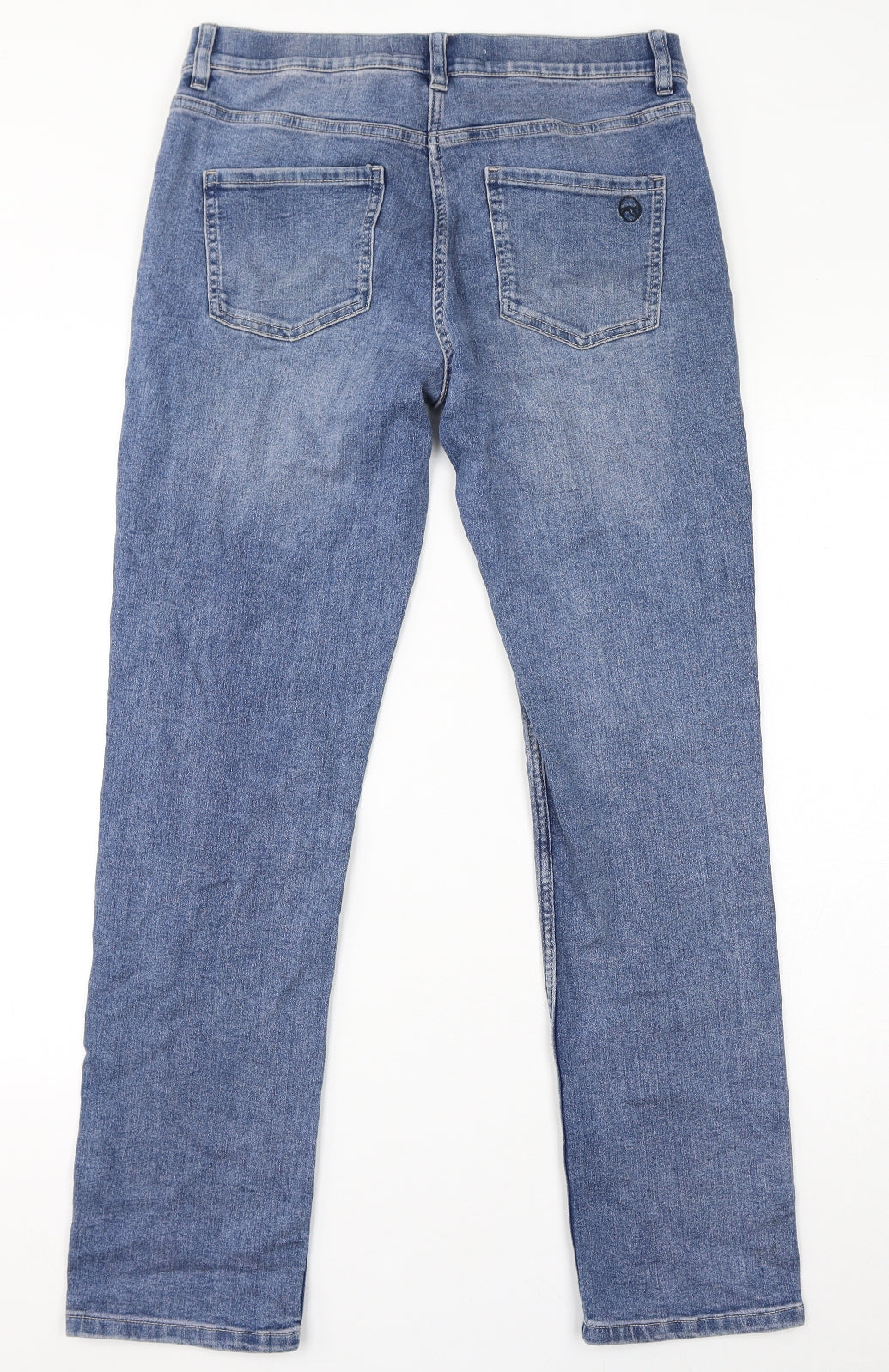 NEXT Womens Blue Cotton Tapered Jeans Size 12 L30 in Regular Zip