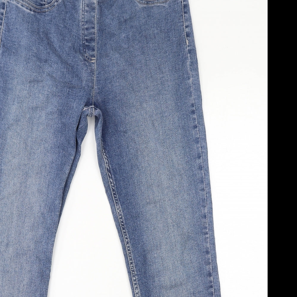 NEXT Womens Blue Cotton Tapered Jeans Size 12 L30 in Regular Zip