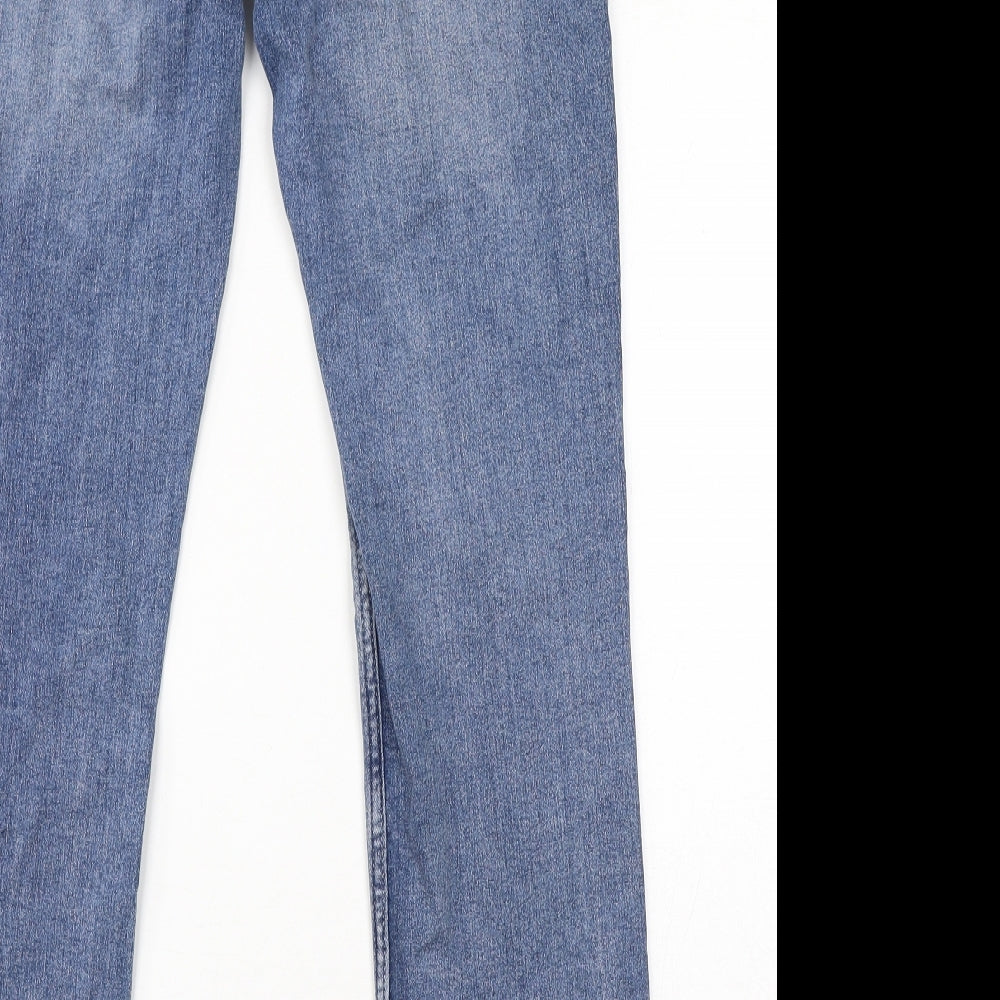 NEXT Womens Blue Cotton Tapered Jeans Size 12 L30 in Regular Zip