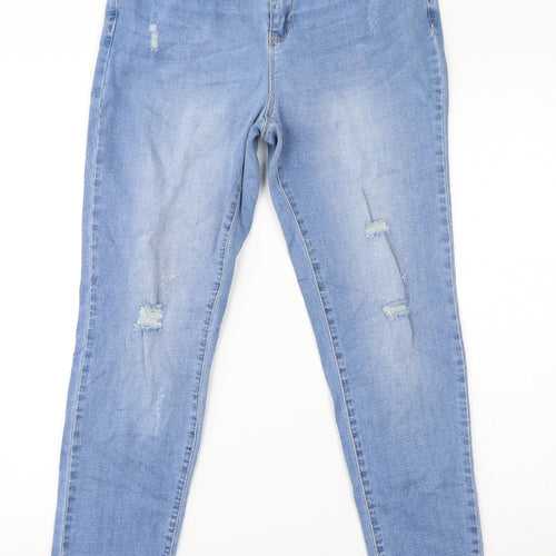 B.You Womens Blue Cotton Tapered Jeans Size 12 L29 in Regular Zip
