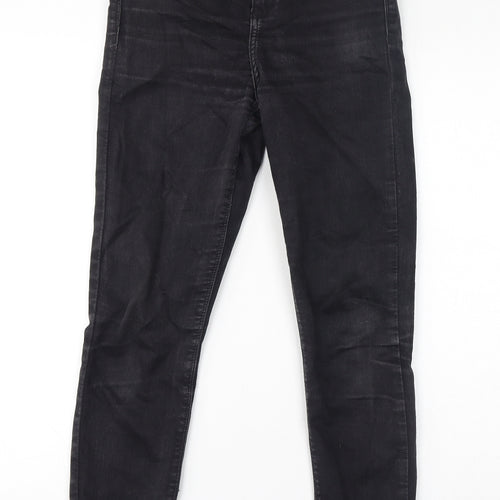 River Island Womens Black Cotton Tapered Jeans Size 10 L27 in Regular Zip