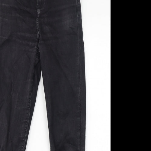River Island Womens Black Cotton Tapered Jeans Size 10 L27 in Regular Zip