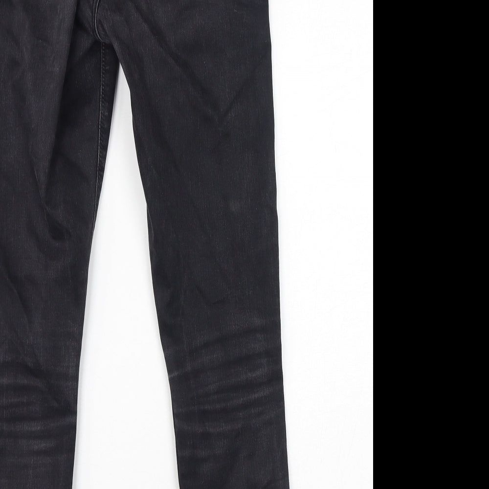 River Island Womens Black Cotton Tapered Jeans Size 10 L27 in Regular Zip