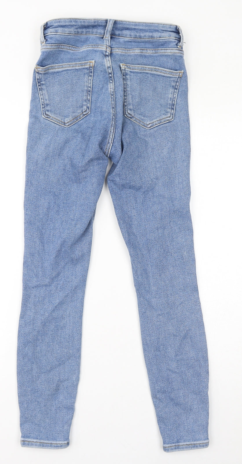New Look Girls Blue Cotton Skinny Jeans Size 13 Years L26 in Regular Zip - Distressed